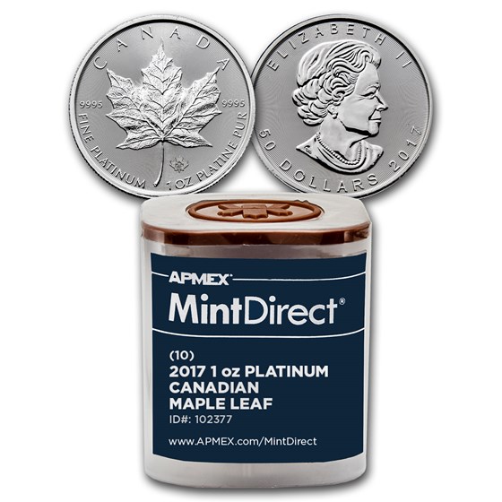 2017 Canada 1 oz Platinum Maple Leaf (10-Coin MintDirect® Tube) 2017 Canada 1 oz Platinum Maple Leaf (10-Coin MintDirect® Tube)